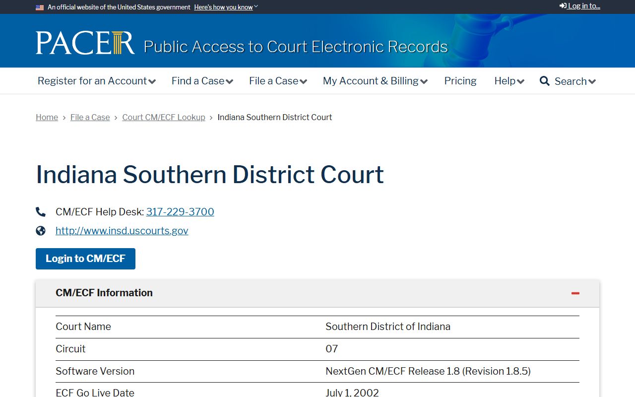 Posey County clerk records PACER Southern District lookup