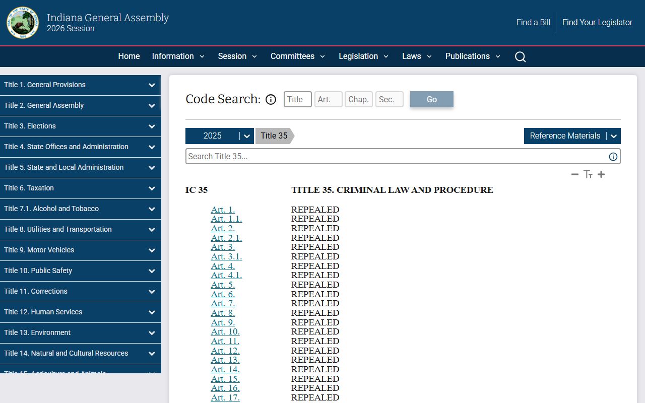 Posey County criminal court records Indiana Code Title 35