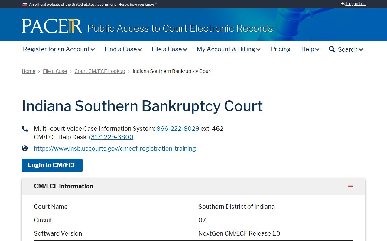Posey County trial court records PACER bankruptcy lookup