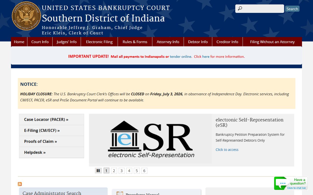 Posey County trial court records Southern District bankruptcy source