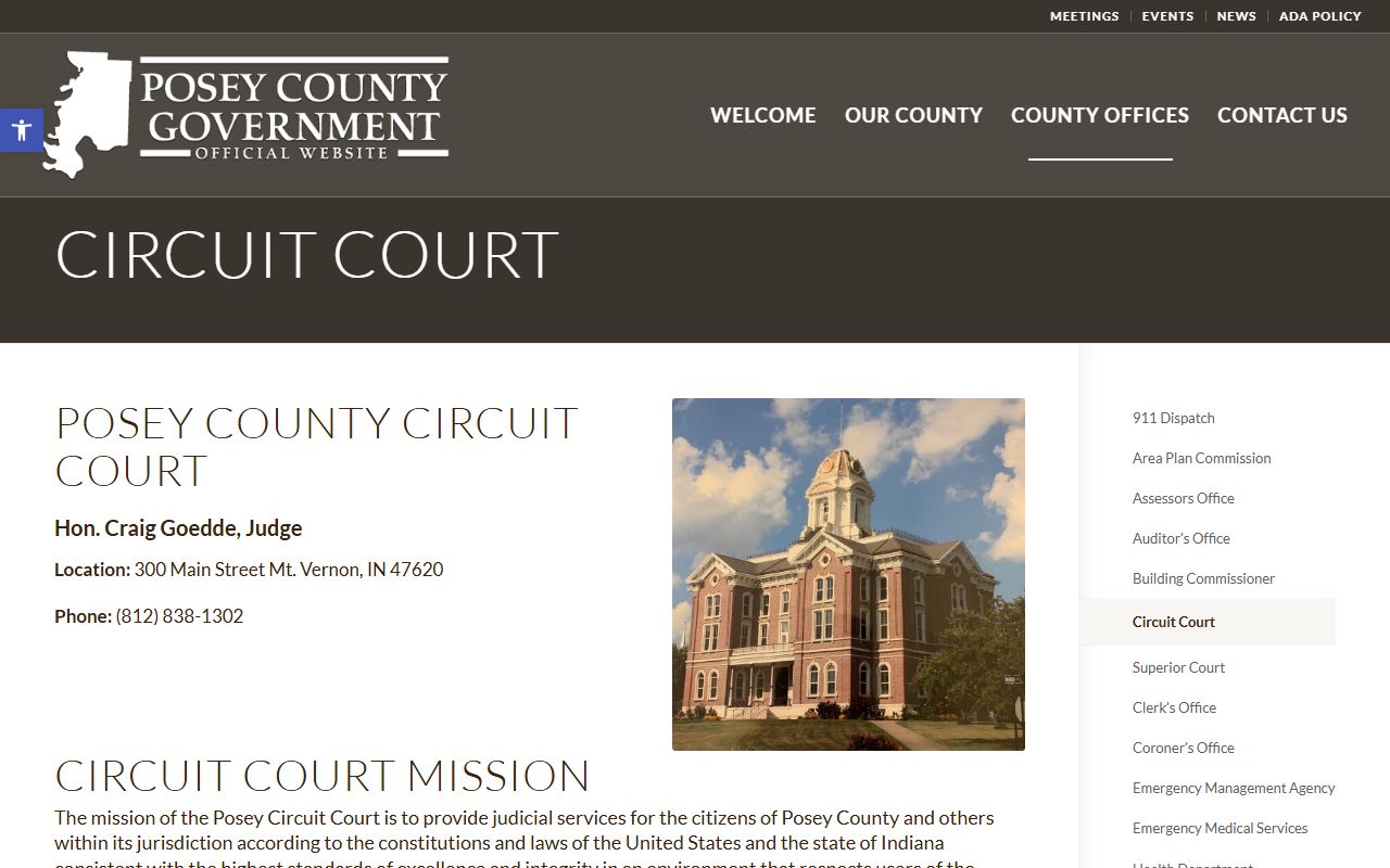 Posey County court records Circuit Court office
