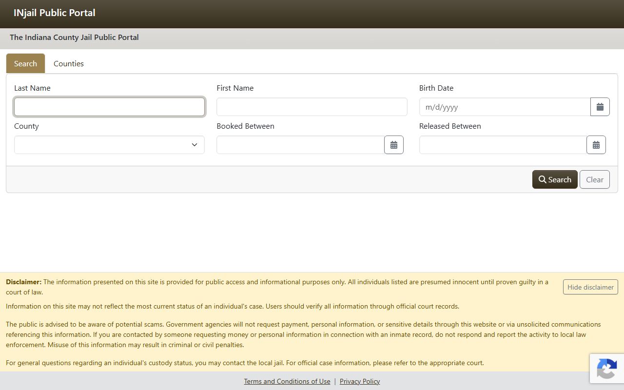 Posey County court records Indiana county jail portal