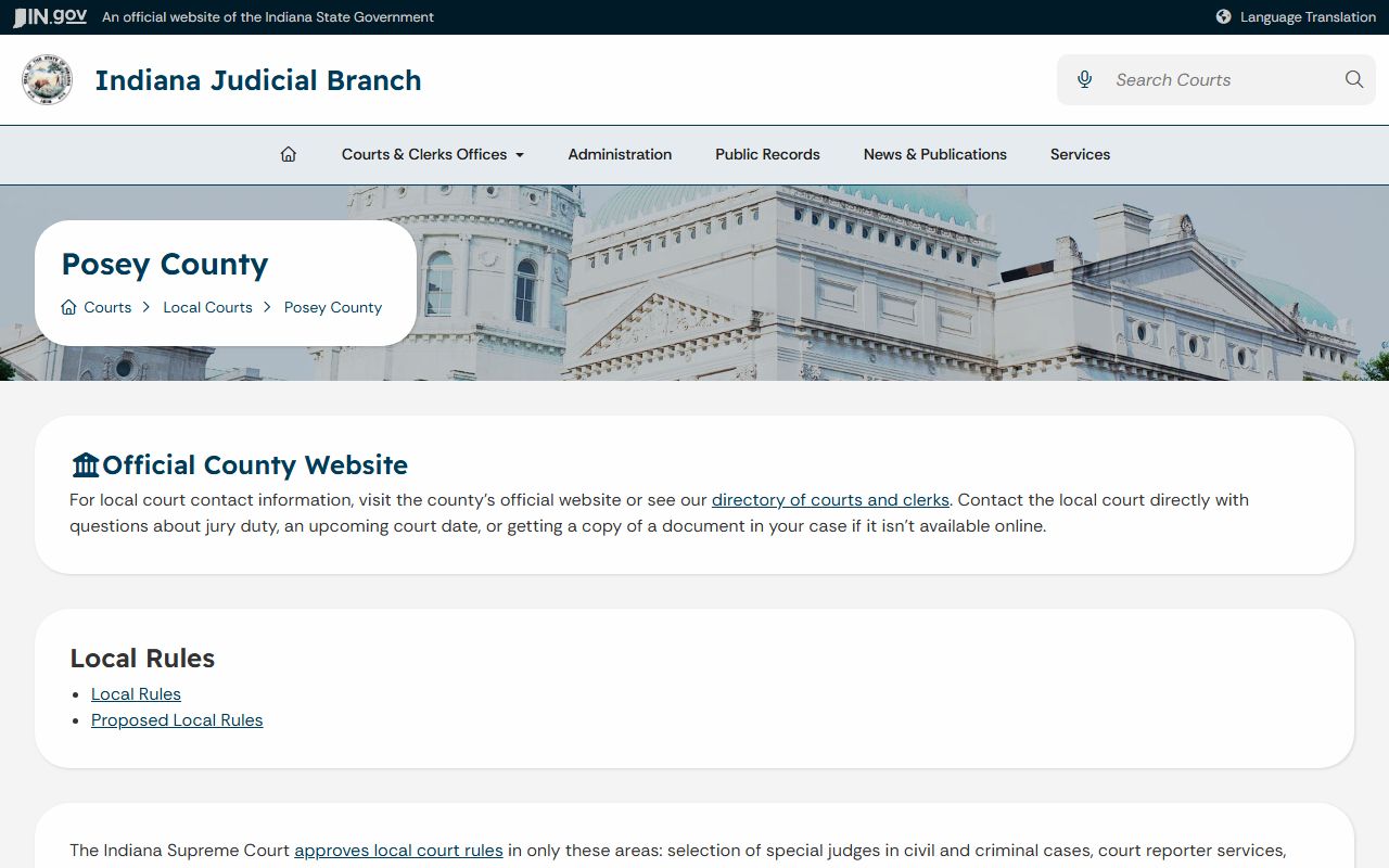 Posey County court records Indiana judiciary page