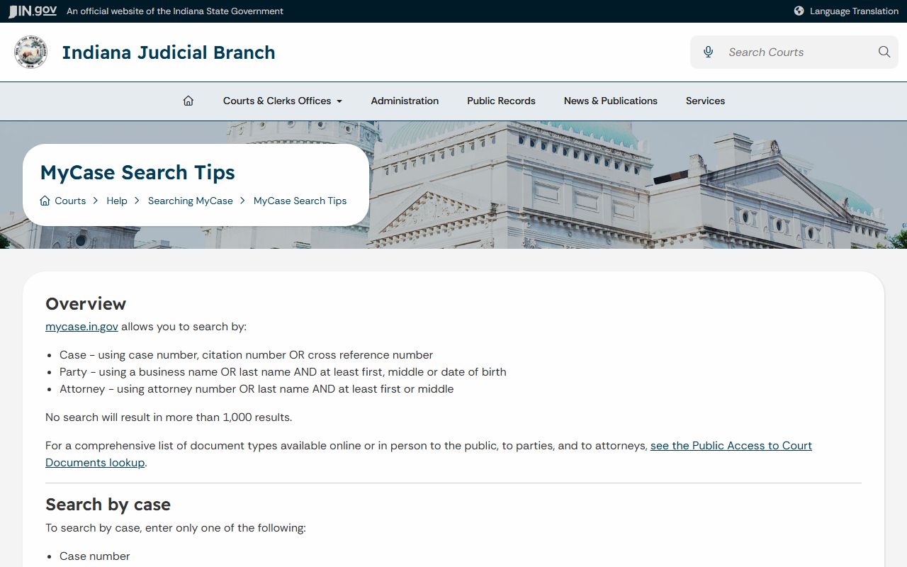 Posey County court records MyCase search tips