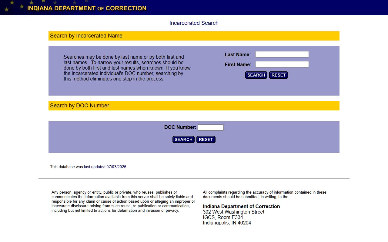 Posey County inmate records IDOC offender locator