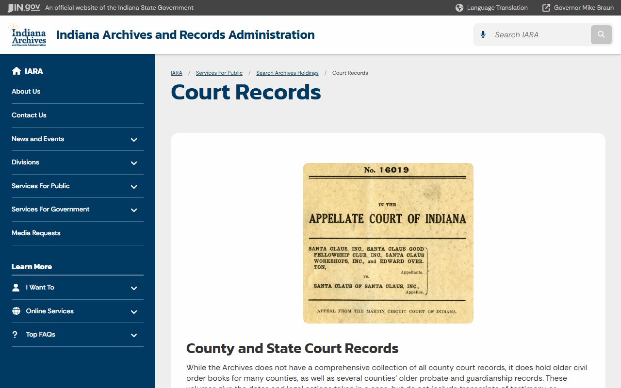 Posey County probate records Indiana Archives court records