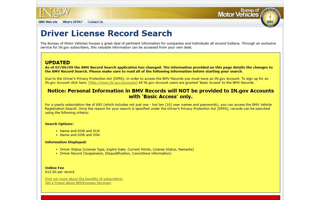 Posey County traffic court records Indiana BMV records search