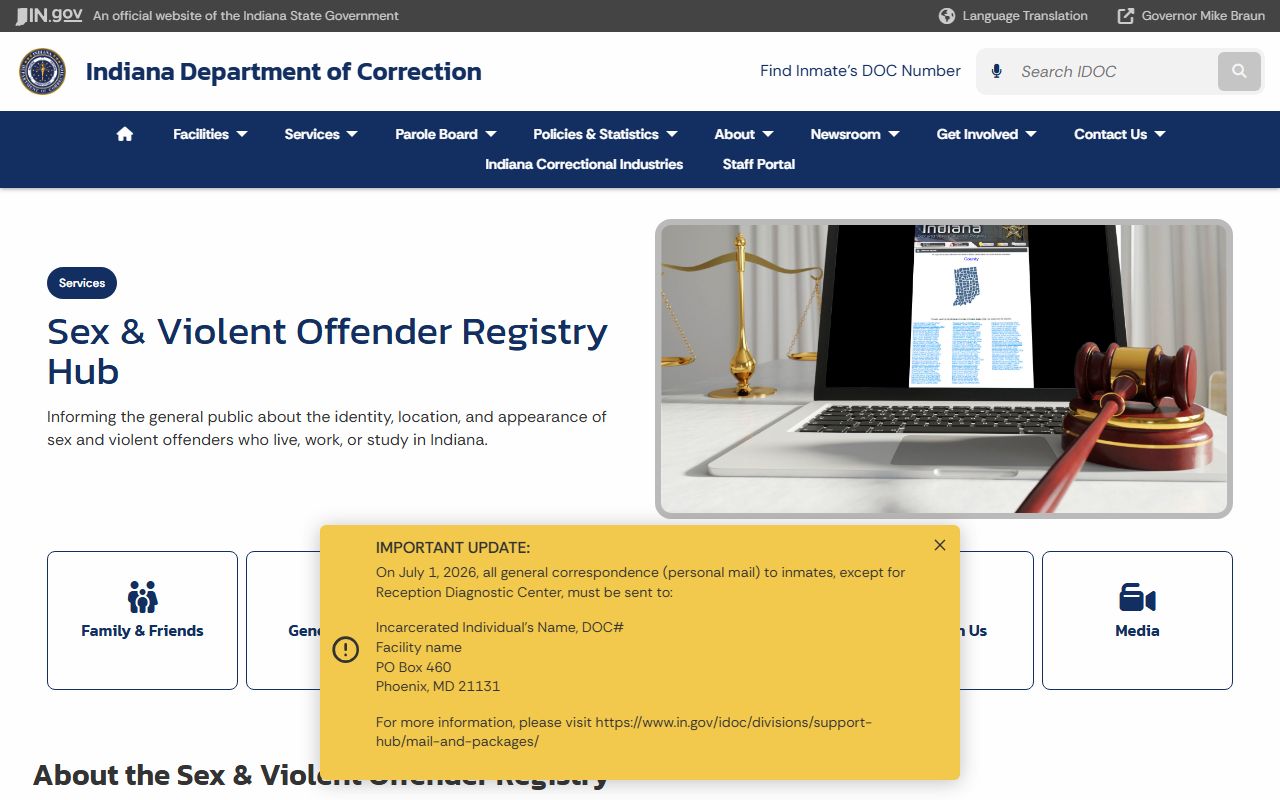 Posey County warrant records IDOC registry information