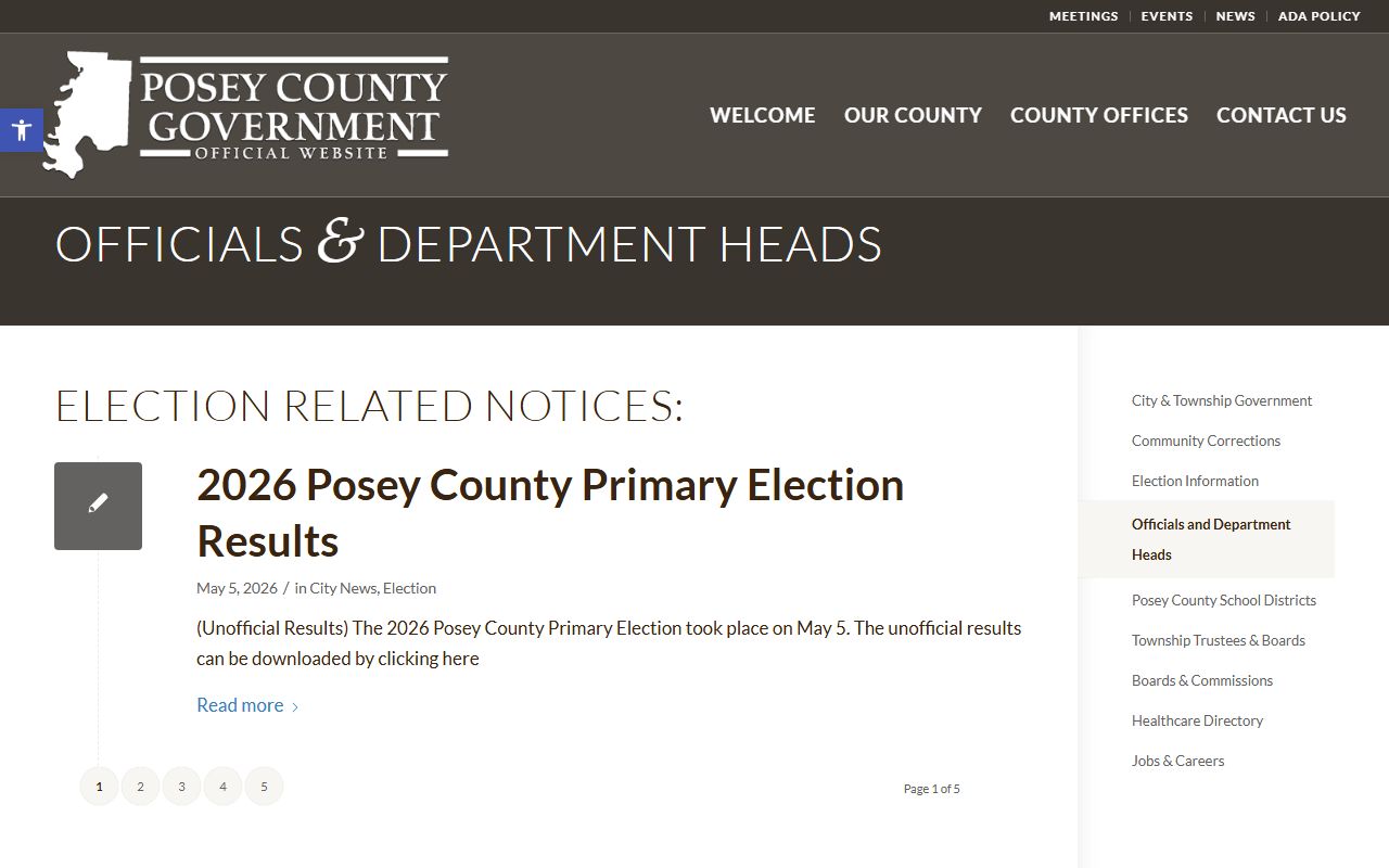 Posey County warrant records elected officials contacts